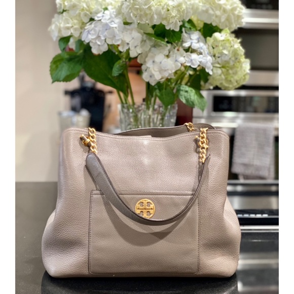 Tory Burch Grey Chelsea Slouchy Tote EUC - Picture 6 of 15